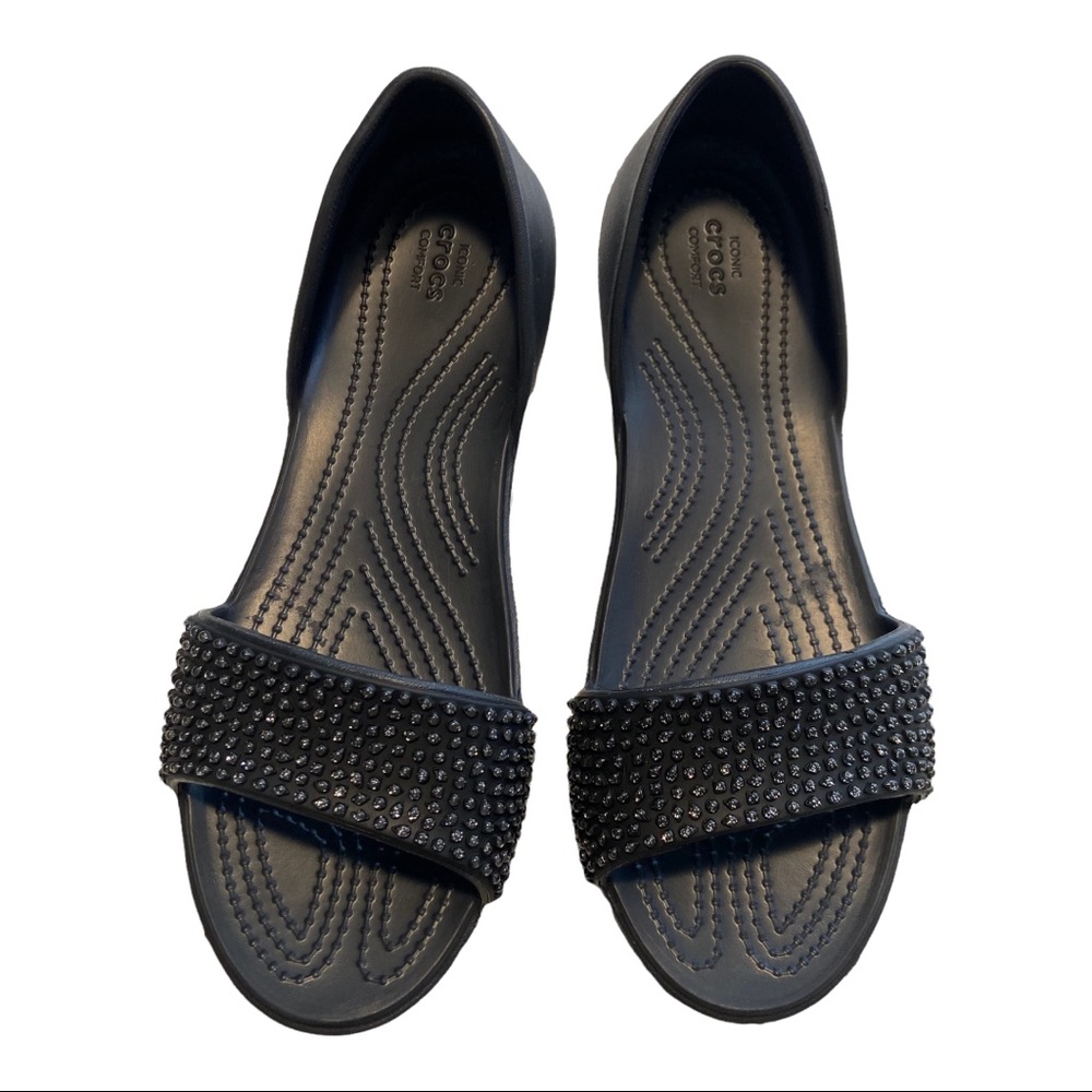 Crocs Lina D’orsay Women Black Open Toe Flats Size W 8